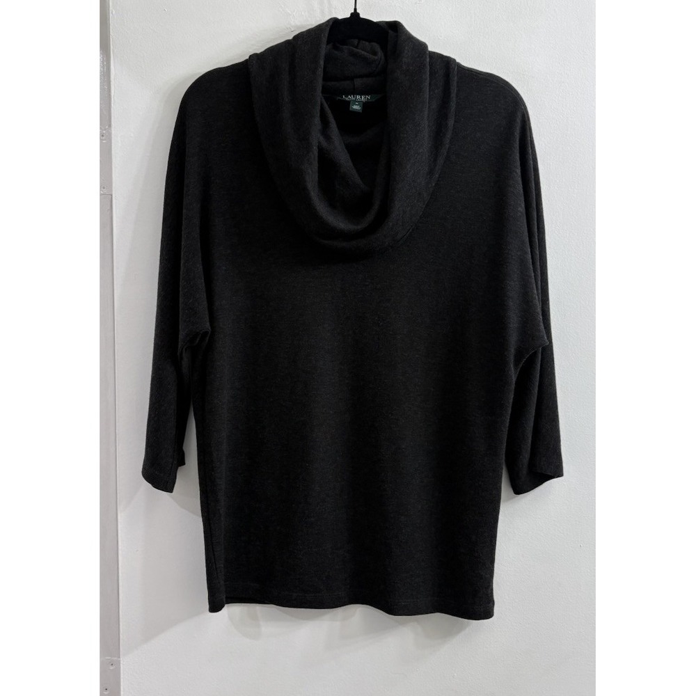 Lauren Ralph Lauren Womens M Wool Blend Sweater Gray Cowl Neck Dolman Sleeve